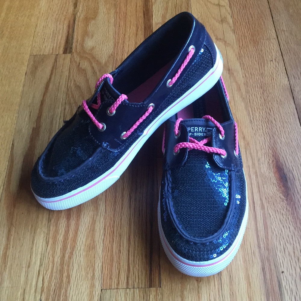 Sperry Top-Sider Navy Sequin Boat Shoes - Size 5